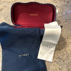 New Gucci designer sunglasses case (blue). New without tags. Never been used.